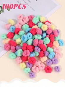 100 piezas/paquete Scrunchies de color aleatorio para niñas bebé, gomas elásticas para coleta, trenzas, uso diario y de viaje - Multicolor - Ver 8