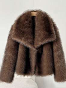 2025 Fall&Winter New Arrivals, Women's Loose Fit&Regular Length Long Sleeve Flannelette Collar Winter Jacket,Button Up Jacket Women,For Holiday/Daily/Formal&Evening/Travel/Country Concert/Airport/Party/Birthday, Fall&Winter Women Coat,Fall&Winter Coat,Fall Outfits Women,Winter Jacket Coat,Winter Jacket,Going Out Tops Women,Business Casual Woman,Christmas Clothes,Halloween Clothes Women,Fall,Winter, - Coffee Brown - View 7