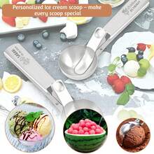 1pc Personalized Ice Cream Scoop - Customized Engraved Spoon And Melon Baller, Perfect Gift For Her, Women, Mom, Kids, Boyfriend Or Home Kitchen - Silver-new - View 5