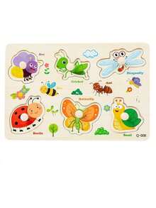 1Pc Wooden Shape Puzzle Toy, Fine Motor Color Matching Sorting Board, Early Learning Educational Activity Toy Gift For Preschool Toddler Baby 3 4 5 Year Old - Multicolor - View 14