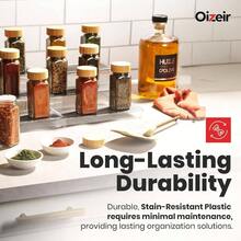 3u2013Tier Expandable Plastic Spice Rack - Adjustable Length, Stability With Non - Skid Shelf, Three Tiers Easy Visibility, Organizer Kitchen Cabinet, Pantry Or Countertop, White - 1-Pack + Clear - View 7