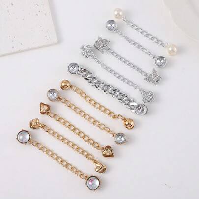(Random)4/6/8/10pcs Shoe Chains For Clog Decoration, Bling Shoe Chains Girly Chains Pearl Chains For Women Flower Clog Shoes Decoration Jewels Bling Cute Decorations For Party Favors Birthday Gifts.