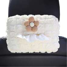 Puff Flower Car Tissue Box, Adhesive-Free Hanging Style Cute Car Interior Tissue Box, Desktop & Car Dual-Use Puff Pattern Tissue Box (Tissue Not Included)