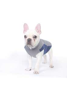 1pc Sleeveless Sherpa Dog Hoodie, Contrast Collar Sherpa Autumn/Winter Casual Warm Leash Attachable Dog Vest, Suitable For Medium/Small Cats & Dogs, French Bulldog, Teddy - Multicolor - View 3