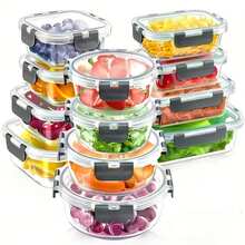 24pcs (12 Lids 12 Containers) Glass Food Storage Containers, With Lids, Ideal For Meal Prep, Kitchen Storage, Lunch Use, Leak Proof, Sealed Glass Lunch Box, Suitable For Microwave, Oven, Fridge And Dishwasher, Local Warehouse - Hộp đen 24 chiếc (12 hộp + 12 nắp) - Xem 4