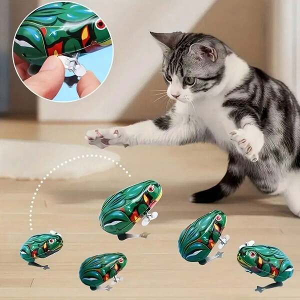 5/3/1 Katzen-Frosch-Spielzeug - Edelstahl Cartoon Tier Spielzeug, 6 einzigartige Designs, ohne Batterien, Katzenspielzeug für Innen/Außen, zum Necken und Stimulieren, langanhaltend und einfach zu reinigen, lustiges Design, hochwertige Verarbeitung