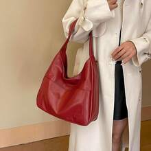 Tote Bags Women Large Vegan Faux Leather Hobo Purse Soft Casual Retro Shoulder Handbag Bag Everyday Use - 紅色 - 查看 4