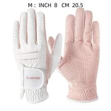 1 双女士高尔夫手套，左右手适用，白色和粉色 PU 皮革，全天候，柔软，耐用，贴身，优雅 - 白粉紅色 - 查看 15