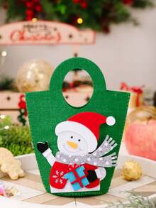 1PC Christmas Candy Bag With Festival Cartoon Design - Santa Claus Handbag, Festival Candy And Apple Bag Supplies, Portable Women's Festival Shopping Bag, Party Gifts For Festival Party Decoration, Perfect Christmas Gift Bag Christmas Decorations Winter Room Decor