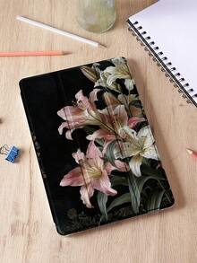 1 件干花画图案平板电脑保护壳，兼容 iPad 10.2 英寸、iPad Pro 2021/2020、iPad 第 9/10 代、iPad (A16) 11 英寸、第 11 代 2025、Galaxy Tab A8 10.5 英寸 2022、Matepad 10.4/Tab，防摔，带铅笔槽，支持睡眠/唤醒 - 彩色 - 查看 5