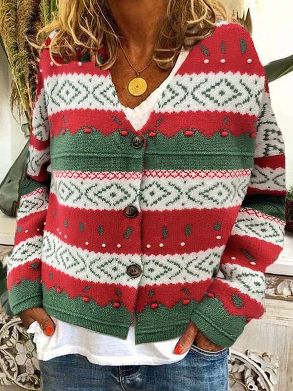 Women's Oversized Fashion Casual Fashion Button Detail Christmas Sweater Cardigan Sweaters For Women Fall/Winter Clothes For Women Tops