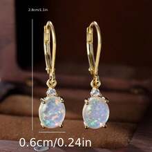 2 Pairs Of Imitation Opal Inlaid Hanging Earrings - Multi Colored Options For Daily Wear And Parties - Hypoallergenic, High-Quality And Fashionable Jewelry Gifts - Silvery white opal - View 11