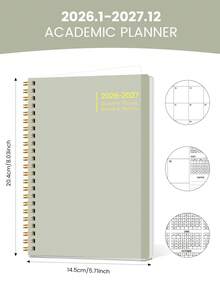 全新2026年1月至2027年12月月度计划本，简约活页设计，粉色，包含每日、每周和每月计划，适用于记录会议议程、工作计划、学习计划、日常日记，办公及学习用品，2026年新年礼物