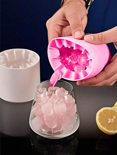 1pc/2pcs Circle Silicone Mobile Ice Mold, Cylindrical 3D Ice Maker, Silicone Ice Tray With Multiple Compartments And Simple Cube Shape Design, With, Reusable Ice Maker, Suitable For Home, Bar, Club And Outdoor Summer Drinks, Very Suitable For Cocktails And Fruits, Kitchenware, Accessories