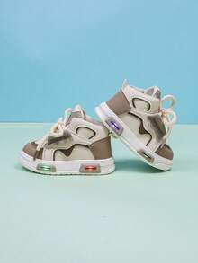 Mid-Top Fashion Comfortable Leather Sports Shoes With LED Lights, Suitable For Boys & Girls, Casual, Shock-Absorbing, Non-Slip, Outdoor Running & Walking Shoes, Autumn/Winter