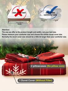 3 件套圣诞驯鹿圣诞树印花羽绒被套套装（1 个羽绒被套和 2 个枕套）柔软亲肤羽绒被套床上用品套装，适合家庭使用，四季床单套装圣诞礼物 - 彩色 - 查看 11