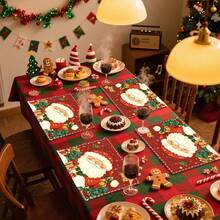 1 set/1 pieza/4 piezas/6 piezas Manteles individuales con patrón de Papá Noel y regalos, manteles individuales rectangulares de poliéster lavables a máquina, protectores de mesa, manteles individuales termoaislantes, decoraciones de mesa de restaurante, suministros para fiestas, decoraciones navideñas que pueden regalarse - Multicolor - Ver 7