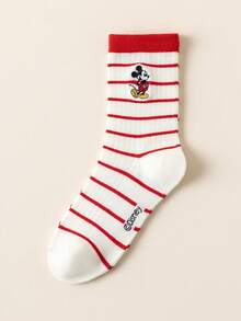 Disney 1/5双迪士尼官方女士袜子，刺绣米奇老鼠礼品袜，卡通刺绣袜，动画人物袜，男女通用趣味袜，迪士尼袜子 - 彩色 - 查看 8