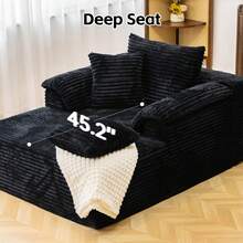 48.8'' Oversized Cloud Sectional Sofa Bed – Double Lounge Chaise With Boneless Fluffy Design, Plush Cushions & No Assembly Required, Modern Sleeper Loveseat For Small Spaces, Living Room, Apartment, Movie Night - 黑色 - 查看 7
