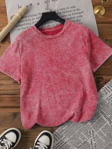 Summer Tops Women's Plus Size Stir Snow-Washed Cotton Round Neck Short Sleeved T-Shirt With Marine Animal Pattern Print, Sweet And Gentle Temperament, Plus Size Summer Tops Graphic Tees Women Summer Outfits For Women Casual Red - Red - View 2