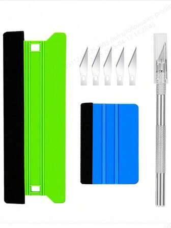 高效应用乙烯基包装工具、窗户贴膜工具、壁纸工具，配有 21 厘米和 10 号塑料毡刮刀和修剪器，适用于玻璃贴膜、汽车乙烯基、汽车色调、壁纸粘贴