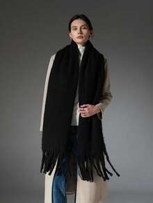 1 pieza Chal y bufanda de gasa con flecos de unicolor para vestido - Rosa - Ver 4