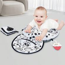 Infant Tummy Time U-Shaped Learning Pillow, Featuring Colorful Cartoon Animal & Nature Designs - Soft Polyester Infant Activity Seat For Motor Skill Development Interactive Sensory Play, Baby Play Mat, Playful Character Design, Durable Baby Toy, Christmas & Halloween Gift