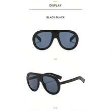 1 Pc/Set, Stylish Oversized Sunglasses, Unisex Personalized High-End Sunglasses Multiple Colors Available Perfect For Daily Dates, Commuting, Street Style Outfits, Or As A Gift Includes A Glasses Case - 黑色鏡框搭配灰色鏡片 - 查看 3