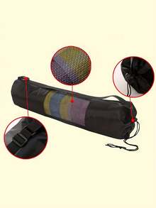 透气瑜伽垫收纳网袋，大容量黑色瑜伽垫背包带抽绳（不含垫子），耐用牛津面料，黑色，可调节肩带，耐用便携户外携带包，非常适合日常使用和健身爱好者，户外装备收纳包 - 黑色 - 查看 8