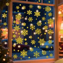 1 Set Christmas Snowflake Window Clings, DIY Static Cling Wall Stickers, Glitter Window Glass Decals, Suitable For Christmas/Party Decoration, Christmas