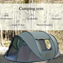 Une tente verte forêt entièrement automatique à ouverture rapide pouvant accueillir 8 personnes, en tissu Oxford, avec un cadre en fibre de verre, convenant à toutes les saisons, imperméable, coupe-vent, anti-UV, facile à ouvrir, pratique, convenant pour le camping, la randonnée et les voyages, convenant pour une utilisation à Noël, tente de jardin, tente familiale, tente ovale