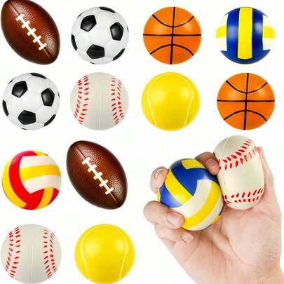 1/3/5/10/36pcs Squeeze Stress Balls, Sports Balls Party Favors, Sensory Stress Ball For Kids And Adults, Hand Exercises Stress Relief Balls, Squeeze Toys For Anxiety, Fidget, Tension, Manage Anger(Random Colors And Styles)