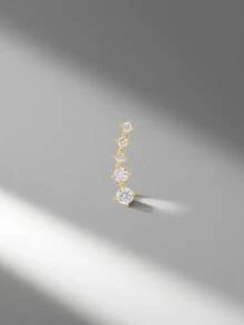 1 件 925 纯银平背简约流苏耳钉，适合耳骨穿孔，精美珠宝 - 非常适合女性日常穿着/婚礼/派对/情人节/订婚 - 金色 - 查看 10