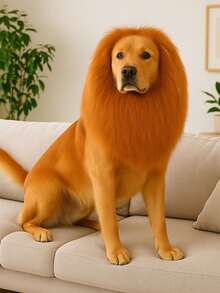 Lion's Mane Dog Wig Pet Costume - 駝色 - 查看 5