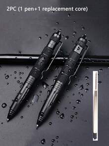 1 Penna tattica militare con 1 ricarica nera e vetro infrangibile, adatta per uomini, padri, mariti e le loro tattiche di sopravvivenza multifunzionali