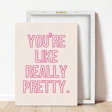 1幅装裱帆布墙画，“你真美”海报，现代风格，粉色浴室装饰，少女风墙面装饰，浴室墙画，可爱浴室装饰，家居装饰，房间装饰，少女风墙画，送给女孩的礼物