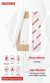 FRESINIDER Silicone Foam Dressing With Adhesive Border – Wound Dressing Bandage – Silicone Foam Pad – Pack Of 10 – 4 X 4 Inches Large Waterproof Bandages – Self Adhesive Wound Care And Dressings - ColorE - 查看 3