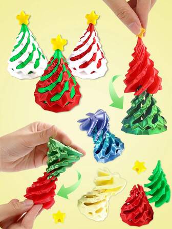 Christmas Tree Decompression Toy 3d Printing Three-Dimensional Spiral Toy Two-Color Fingertip Relaxation Tool Holiday Decoration Ornaments, Gifts For Children