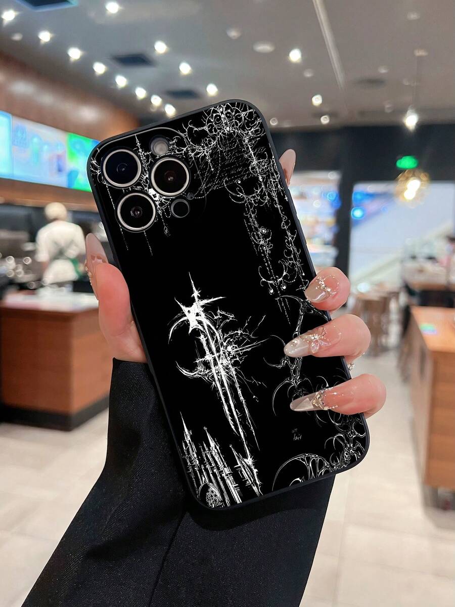 Gothic Mobile Phone Case, Designed With Intricate Lace Patterns And Dark Elegance, Suitable For 17, 16, 16 ProMax, 15, 15 ProMax, 14, 13, 12 And 11 Pro Models, Made Of TPU Material, And Provides Shockproof Protection. Perfect For Those Who Appreciate Unique Style, Creative Gifts, Artistic Expression, And Special Occasions Like Birthdays And Holidays. - Màu đen LB333 - Xem 1