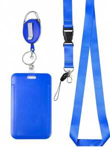 Customizable Name Badge Holder Set, Retractable Clip-On ID Card Holder, Lanyard, Badge Card Clip, Chest Plate Card, Detachable Lanyard, Including Lanyard, Retractable Clip, Badge Card, Suitable For Custom Work ID Holders, Back To School Student ID, Meal Cards, Transit Cards, Utility Cards