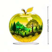 1pcs2D Flat Thickness 0.3 Cm Crystal Apple Creative Home Living Room Desktop Decoration, Colorful Acrylic Vibrant Bohemian Style, Collected Statues, Desktop Plaques, Suitable For Living Room, Bedroom, Study And Office Decoration