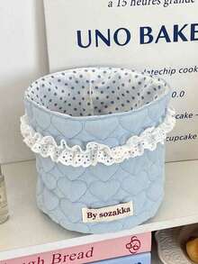 1 chiếc giỏ đựng đồ để bàn thanh lịch, giỏ đựng đồ tròn không nắp, giỏ đựng mỹ phẩm trang trí viền ren, giỏ hình trái tim, giỏ đựng đồ trang điểm kiểu dáng tươi mới, hộp đựng đồ nhỏ để bàn. - Nhiều màu - Xem 15