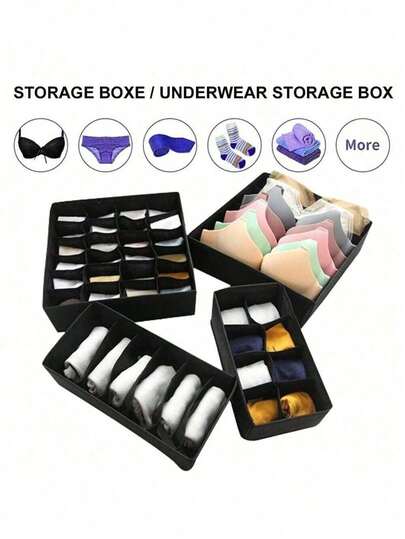 1个可折叠收纳盒 - 内衣袜抽屉收纳盒（6/7/8/24格），布艺抽屉收纳盒，内衣收纳盒，适用于存放袜子、内衣、手帕、领带和装饰配件，家居衣物分类收纳，家居用品，房间装饰，家居装饰，秋季装饰，卧室装饰，送给女性的礼物，送给男性的礼物，送给家人的礼物