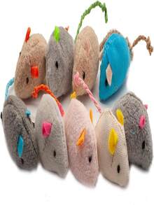 1-10 Pack Of Cat Mouse Toys, Faux Fur Cat Mouse Toys, Interactive Cat Game Toys, Indoor Cat Toys - Multicolor - View 4