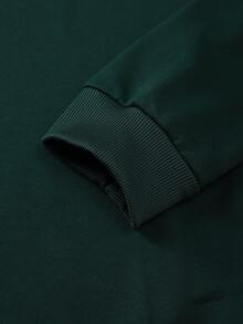 男士字母印花拼接套头四分之一拉链卫衣，休闲宽松圆领长袖卫衣，时尚春秋轻薄上衣