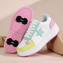 Adjustable 4-Wheel Roller Skates For Teenage Girls, Detachable Multifunctional Inline Skates, Lace-Up Casual Sports Shoes For All Seasons