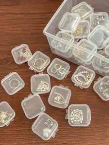 2pcs/3pcs/5pcs/10pcs/20pcs/30pcs Transparent Small Storage Box, Travel Portable Earplug Pill Jewelry Ring Necklace Dust-Proof Multi-Function Box Autumn University Essentials Travel Essentials For Holiday Vacation Travel Bag For Women Jewelry Organizer Jewellery Box For Women