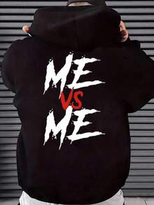 Trending Item1 PcsMen's Casual Hoodies With "FAITH OVER FEAR" Double-Side Letter Graphic Print, High Quality Retro Street Style Long Sleeve ForSkin-Friendly & Soft - 黑色 - 查看 12