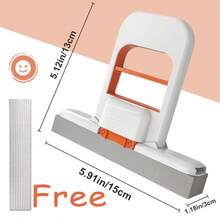 1PC Mini Mop, 2025 New Upgrade Mini Portable Self-Squeezing Mop, Mini Mops For Small Spaces, Wet And Dry Use Cleaning System Small Mops For Bathroom Kitchens Desktop Glass (Orange + Sponge) - trắng - Xem 3