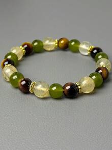Menopause Balancing Beaded Bracelet With 8mm Natural Tiger Eye & Handcrafted Crystal Beads